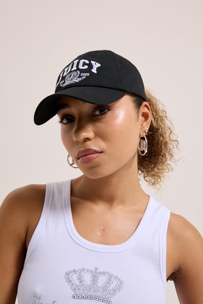 BLACK CREST EMBROIDERED CAP