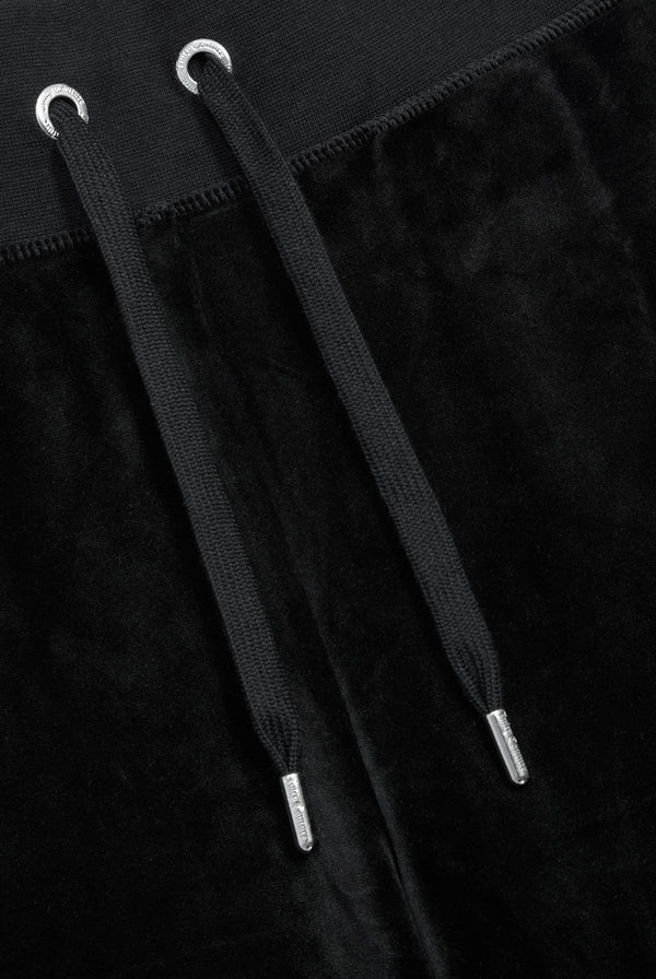 BLACK DIAMANTÉ CROSS CLASSIC VELOUR WIDE LEG TRACK PANT