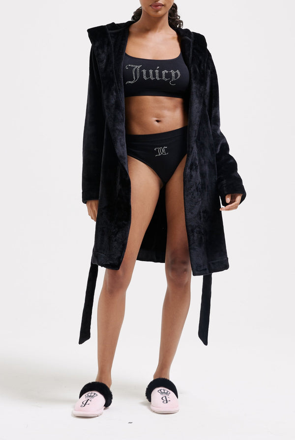 BLACK CROWN PLUSH ROBE