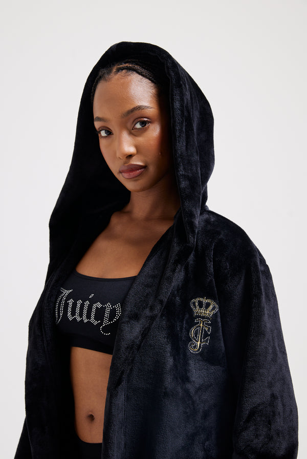 BLACK CROWN PLUSH ROBE