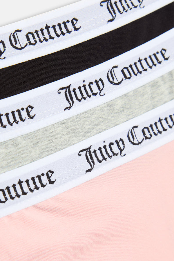 Multi Pack Of 3 Cotton Branded Waistband Thongs