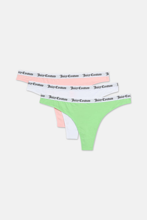 PACK OF 3 MIX COTTON BRANDED WAISTBAND THONGS