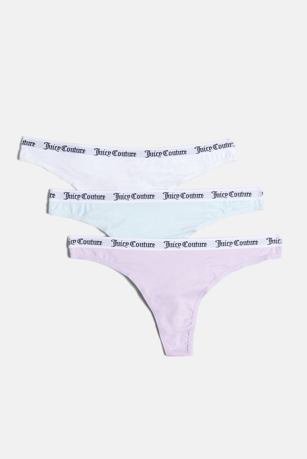 PACK OF 3 MULTI COTTON THONGS – Juicy Couture UK