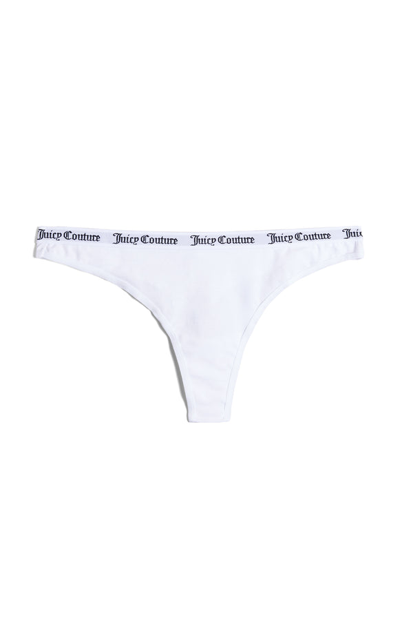 WHITE COTTON BRANDED THONG