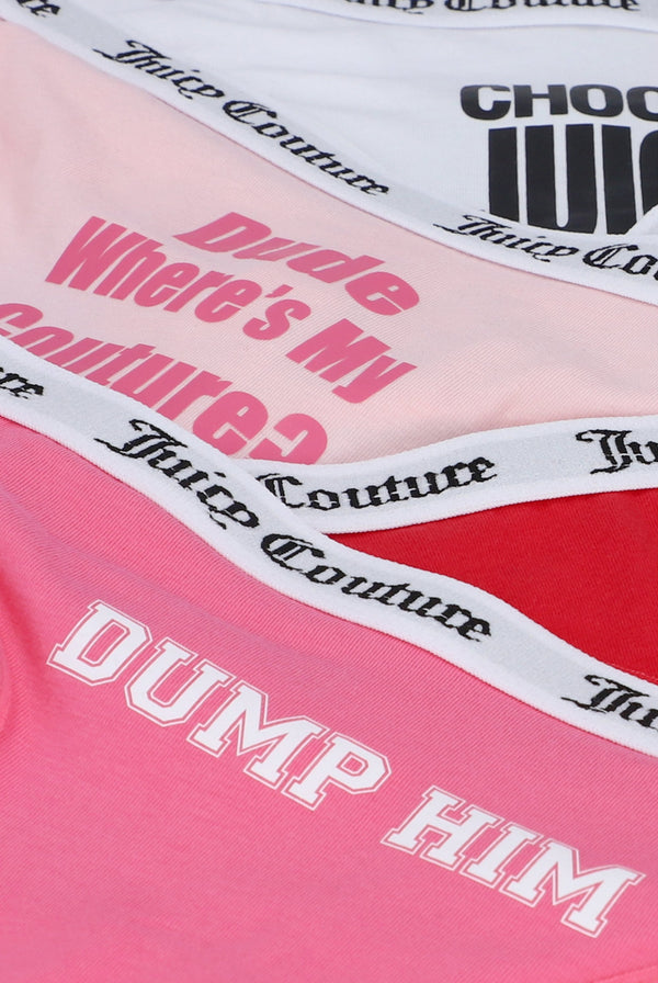 5 PACK SLOGAN COTTON THONG SET