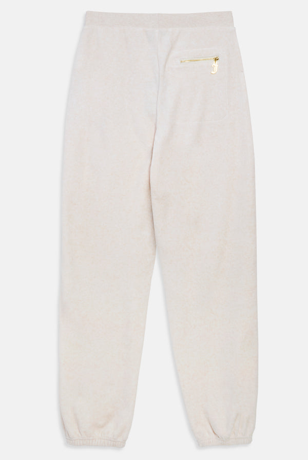 OATMEAL MARL / GOLD COTTON RICH VELOUR CUFFED RELAXED JOGGERS