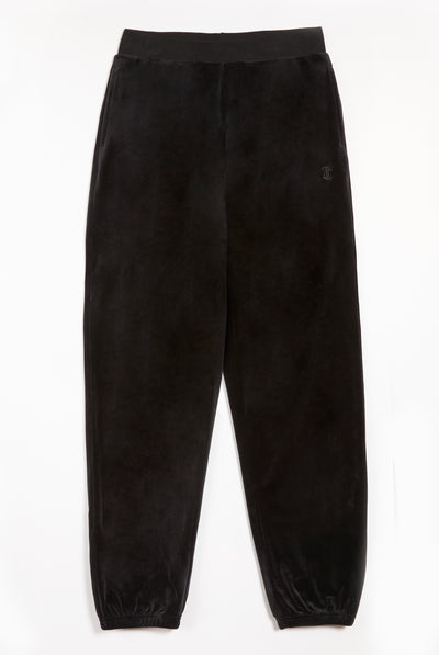 BLACK CLASSIC VELOUR CUFFED RELAXED JOGGERS