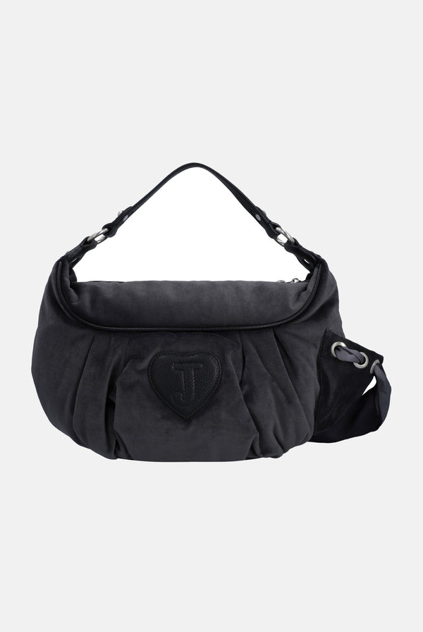 GREY CREST VELOUR HOBO BAG