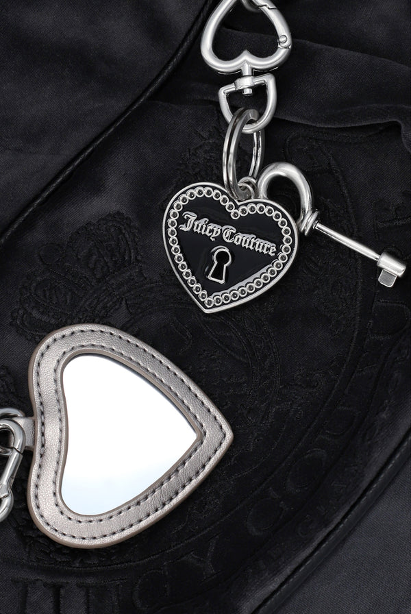 GREY CREST VELOUR HOBO BAG