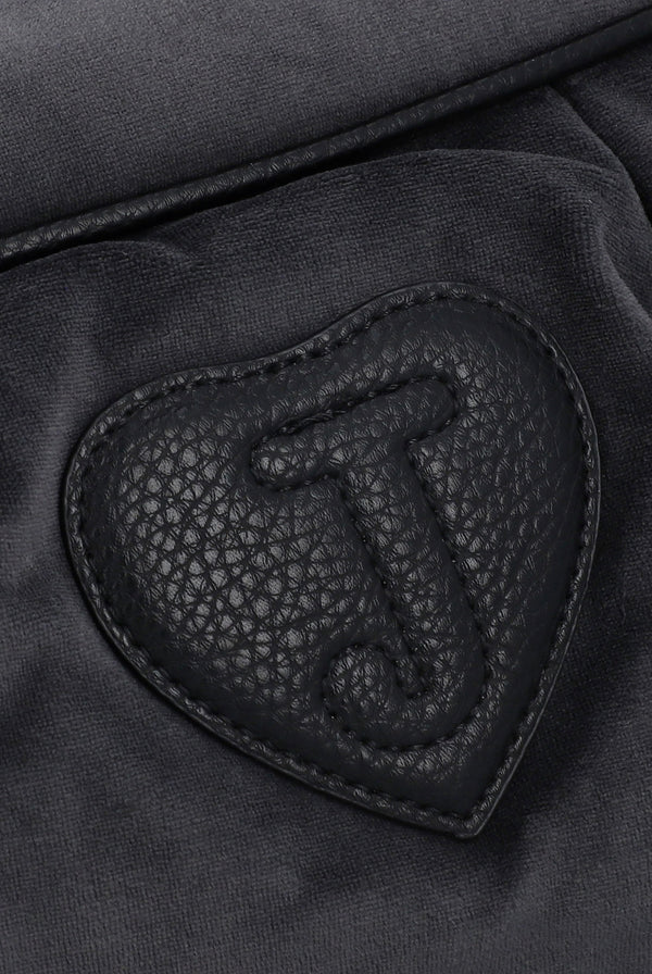 GREY CREST VELOUR HOBO BAG