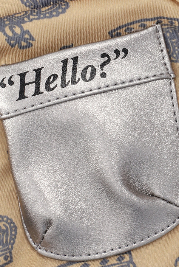 GREY CREST VELOUR HOBO BAG