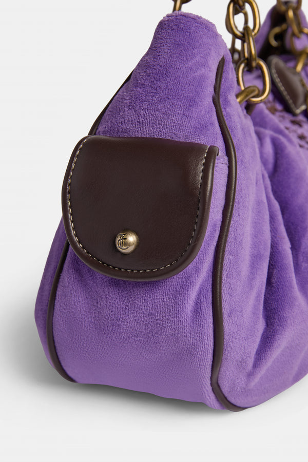 ULTRA VIOLET CHAIN HANDLE FAIRYTALE VELOUR BAG