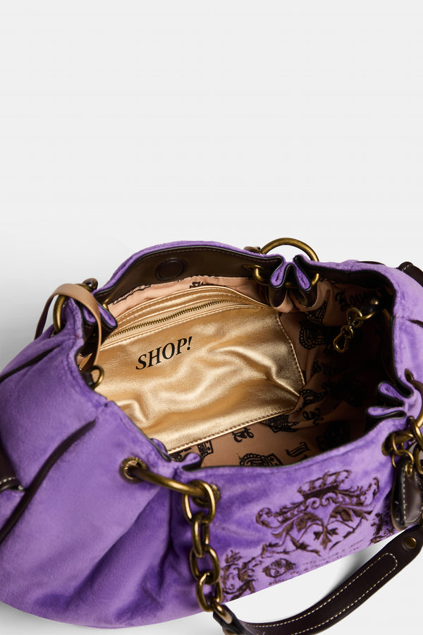 ULTRA VIOLET CHAIN HANDLE FAIRYTALE VELOUR BAG