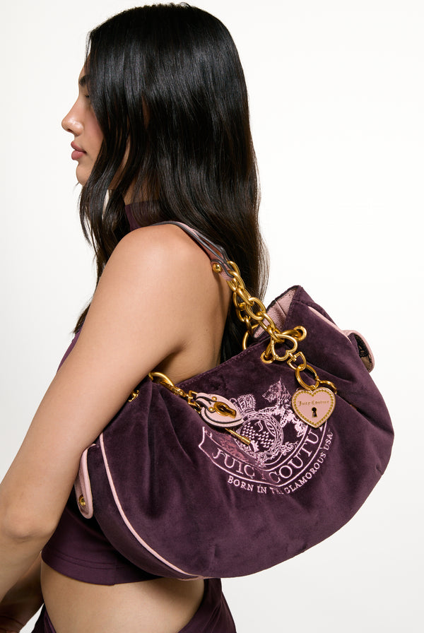 Winetasting Chain Handle Daydreamer Crest Velour Bag