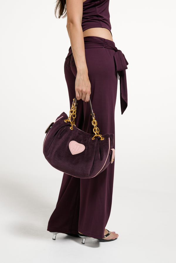 Winetasting Chain Handle Daydreamer Crest Velour Bag