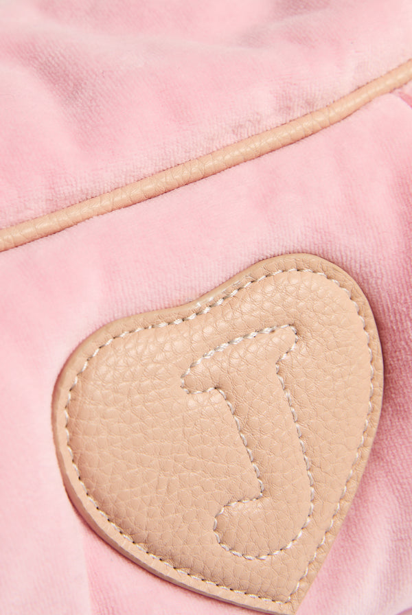 JUICY PINK CREST VELOUR HOBO BAG