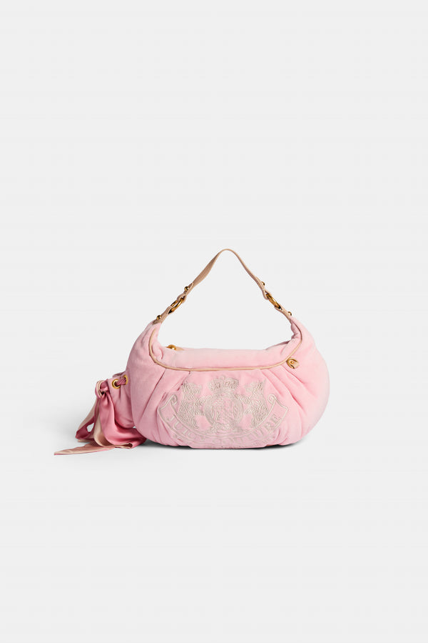 JUICY PINK CREST VELOUR HOBO BAG