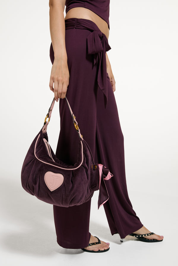 Winetasting Crest Velour Hobo Bag