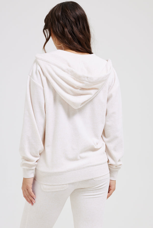 OATMEAL MARL & GOLD COTTON VELOUR OVERSIZED HOODIE