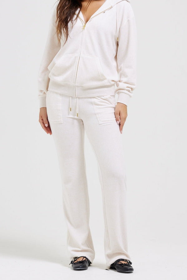 OATMEAL MARL & GOLD COTTON VELOUR DEL RAY POCKETED BOTTOMS