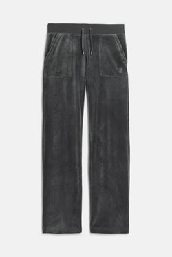 Displays the Raven / Gunmetal 'Juicy' branded Classic Velour Del Ray Pocketed Bottoms