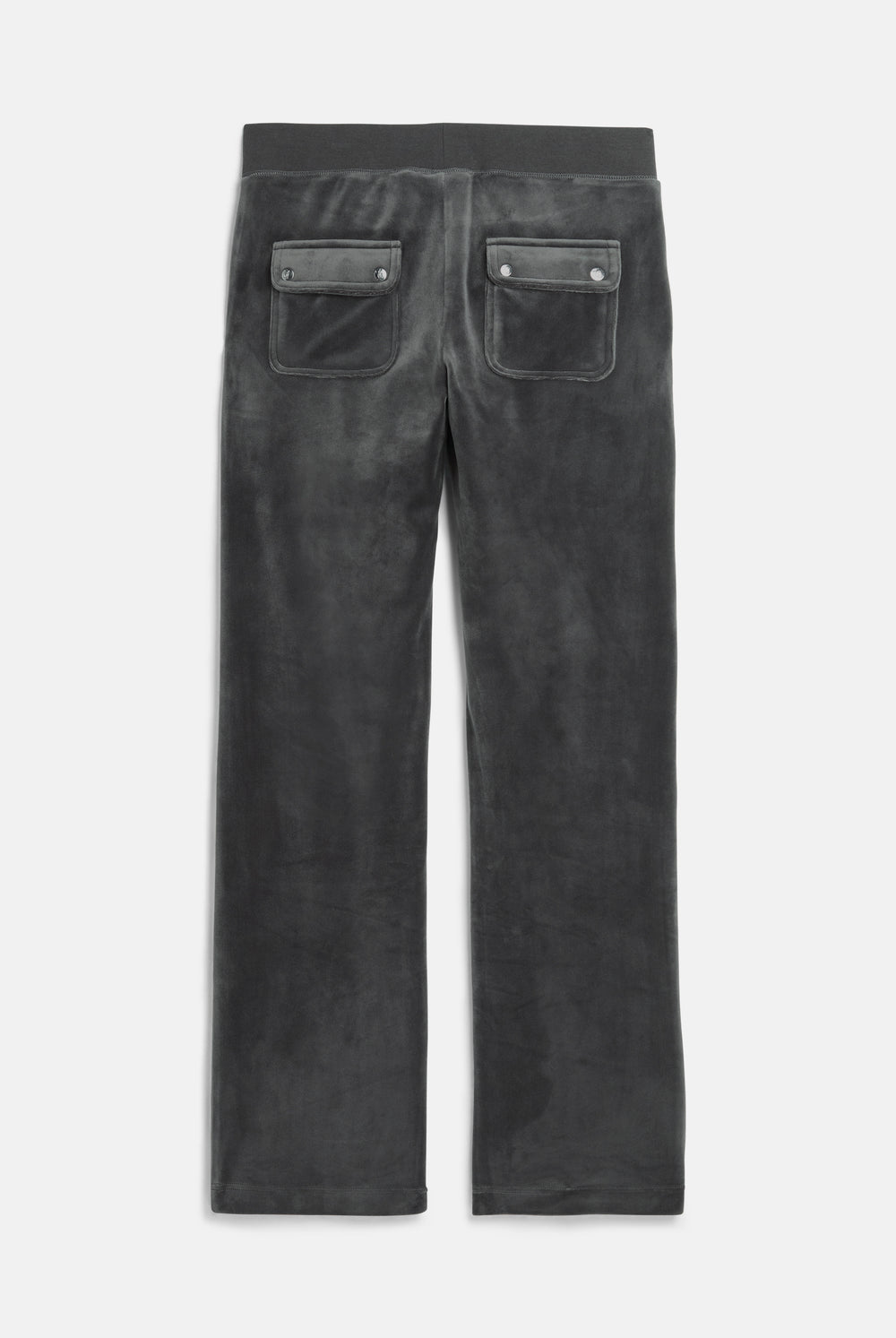 Displays the Raven / Gunmetal 'Juicy' branded Classic Velour Del Ray Pocketed Bottoms