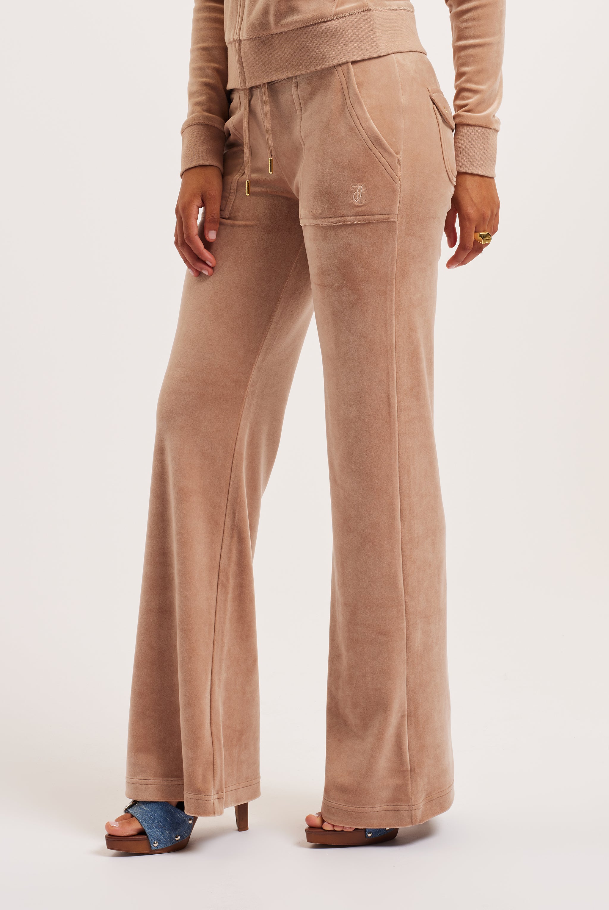 CARAMEL & GOLD CLASSIC VELOUR DEL RAY POCKETED BOTTOMS – Juicy
