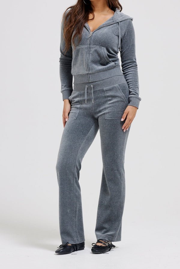 CHARCOAL MARL COTTON VELOUR DEL RAY POCKETED BOTTOMS