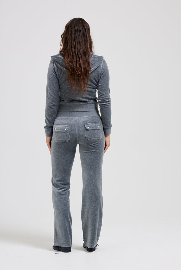 CHARCOAL MARL COTTON VELOUR DEL RAY POCKETED BOTTOMS