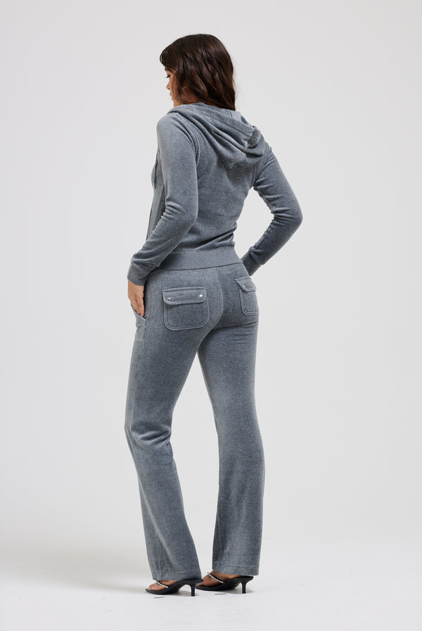 CHARCOAL MARL COTTON VELOUR DEL RAY POCKETED BOTTOMS