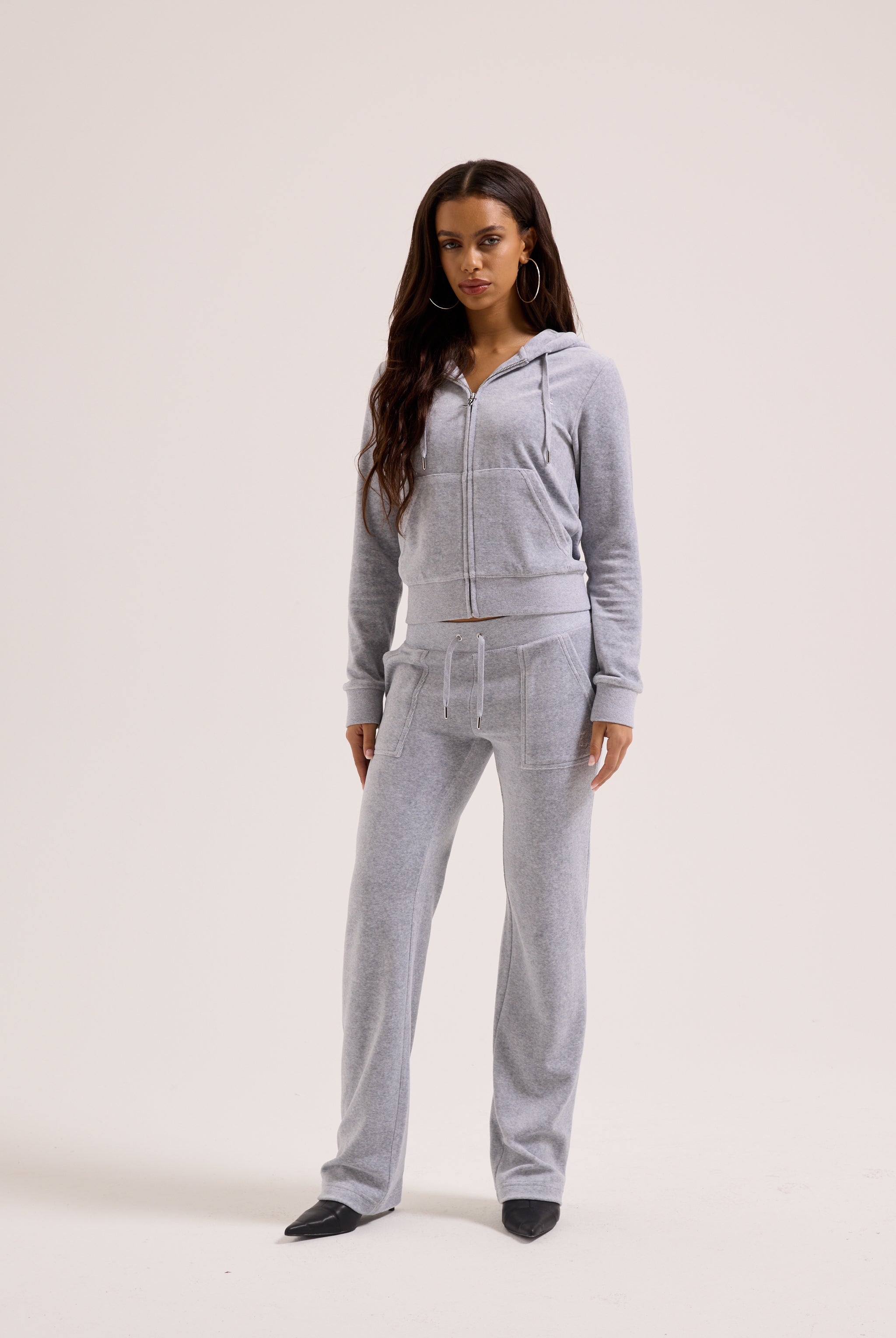 Silver Marl Cotton Velour Tracksuit Bottoms – Juicy Couture UK