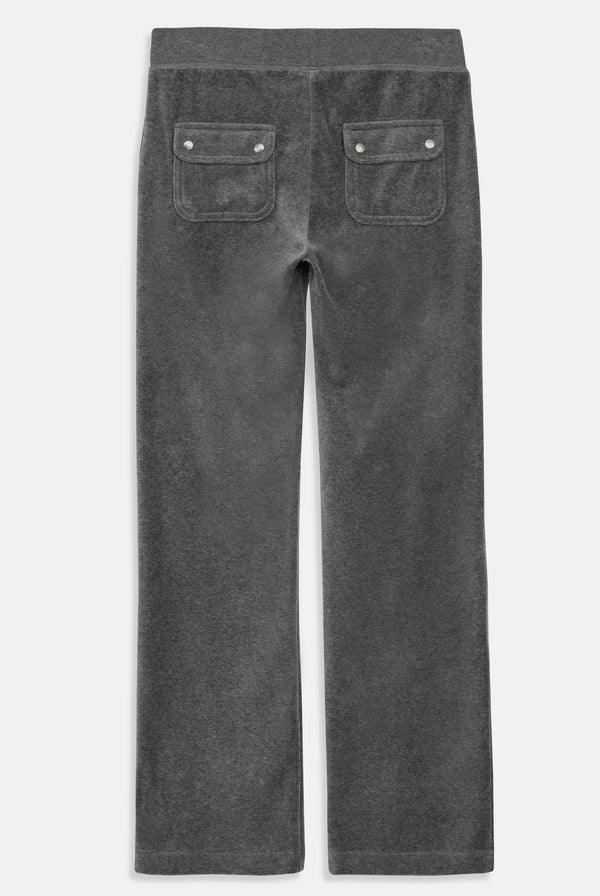 CHARCOAL MARL LOW RISE FLARE CLASSIC VELOUR TRACK PANT