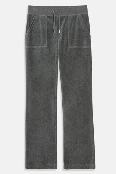 CHARCOAL MARL LOW RISE FLARE CLASSIC VELOUR TRACK PANT