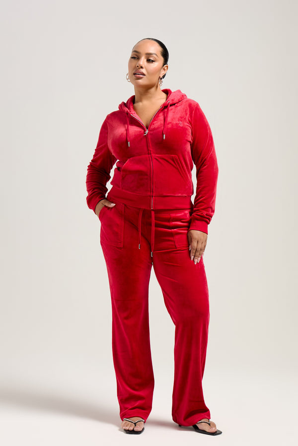 ASTOR RED CLASSIC VELOUR DEL RAY POCKETED BOTTOMS