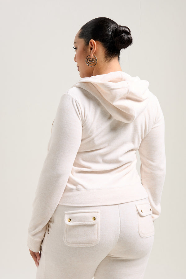 OATMEAL MARL & GOLD COTTON VELOUR DEL RAY POCKETED BOTTOMS