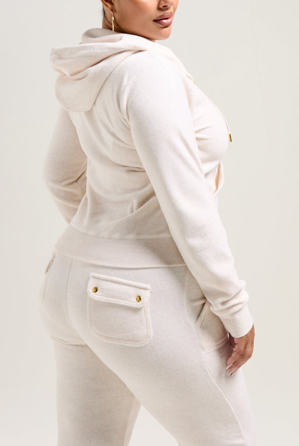 OATMEAL MARL & GOLD COTTON VELOUR ROBERTSON HOODIE