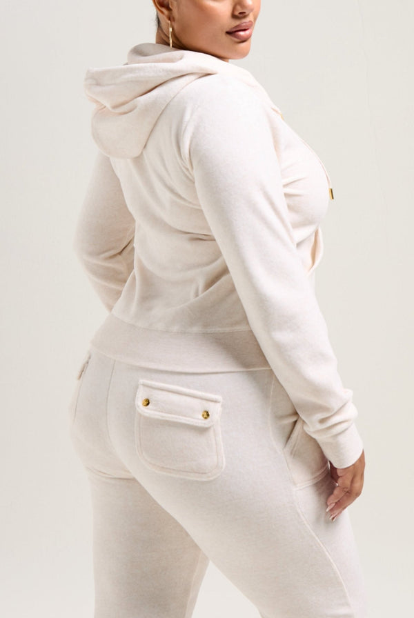 OATMEAL MARL & GOLD COTTON VELOUR DEL RAY POCKETED BOTTOMS