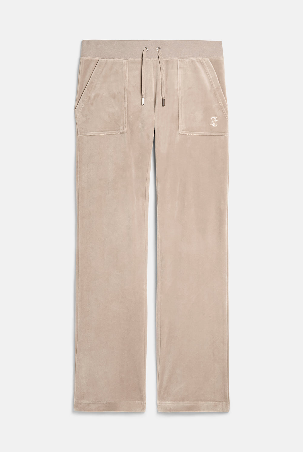 Displays the String 'Juicy' branded classic velour del ray pocketed bottoms 