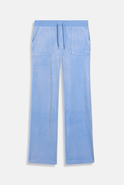 Displays the Della Robia classic 'Juicy' branded velour del ray pocketed bottoms 