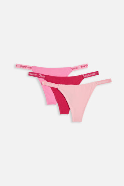 3 Pack Cotton Scalloped Thongs