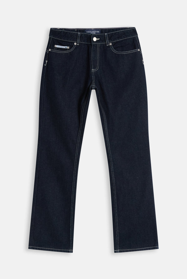 Indigo Denim Dog Crest Bootcut Jeans