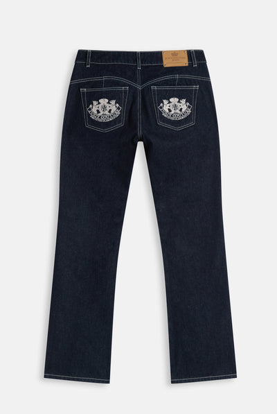 Indigo Denim Dog Crest Bootcut Jeans