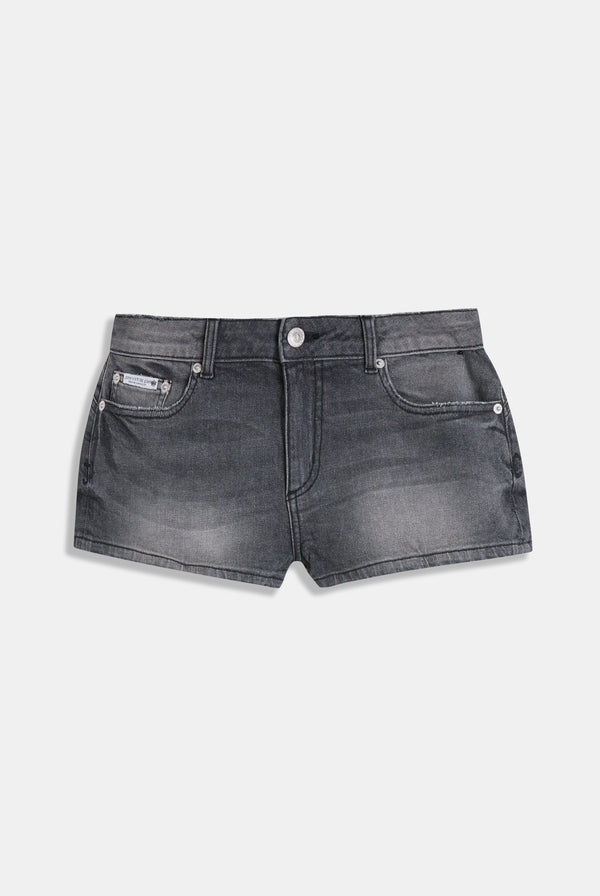 WASHED BLACK LOW RISE DENIM BOOTY SHORT