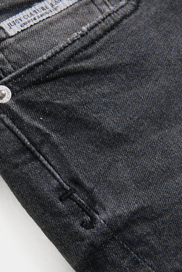 WASHED BLACK LOW RISE DENIM BOOTY SHORT