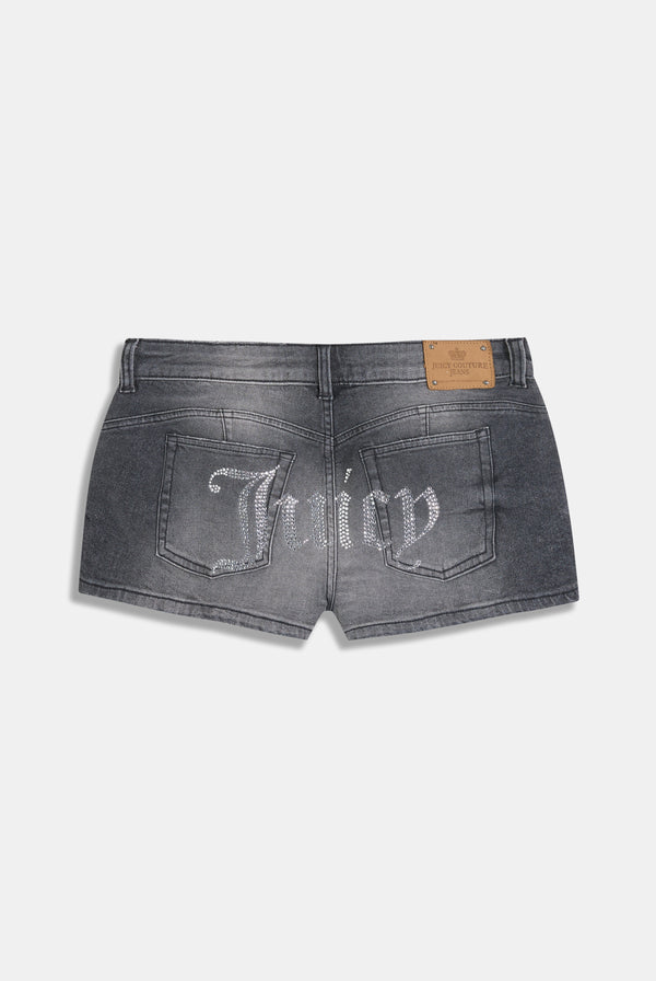 WASHED BLACK LOW RISE DENIM BOOTY SHORT