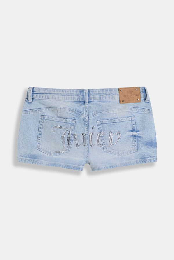 LIGHT WASH LOW RISE DENIM BOOTY SHORT