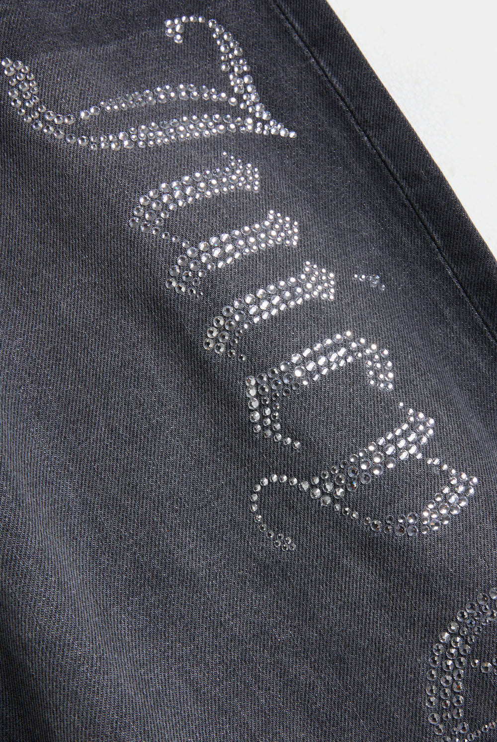WASHED BLACK DIAMANTÉ WIDE LEG JEANS