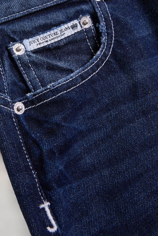 MID WASH DIAMANTE WIDE LEG JEANS