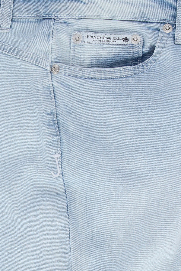 Displays the Bleached Demin 'Juicy' couture low rise flare diamanté jeans 