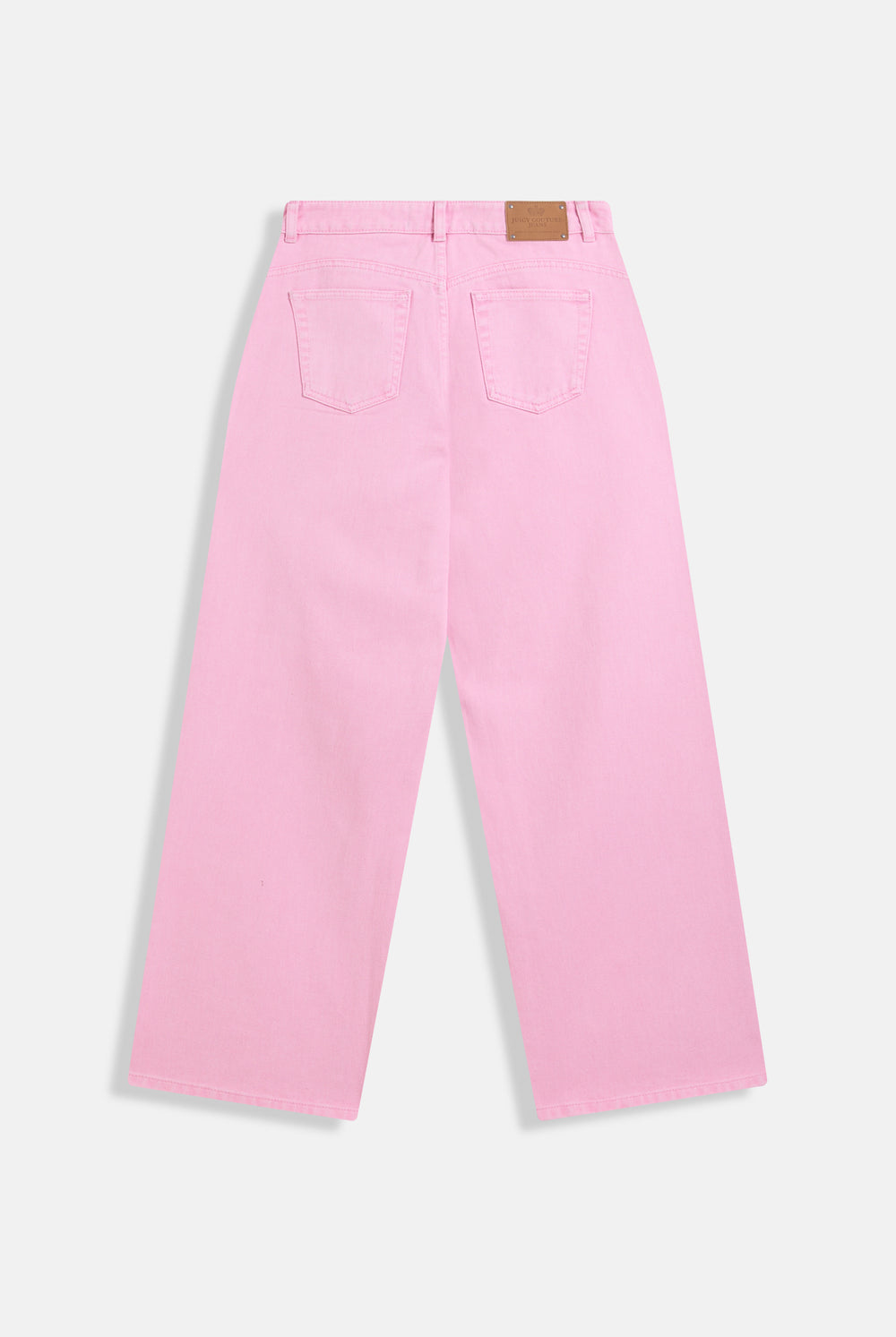 Displays the Pink Wash 'Juicy' branded Diamanté wide leg jeans 